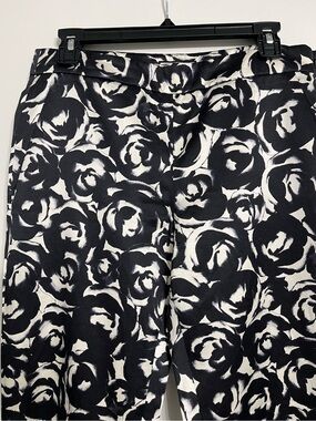 Black and White Floral Print silk Trousers